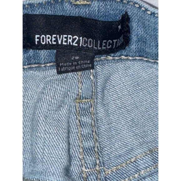 Forever 21 Distressed Denim Shorts With Patchwork Size 29 Blue Casual Summer Wea - Picture 3 of 8